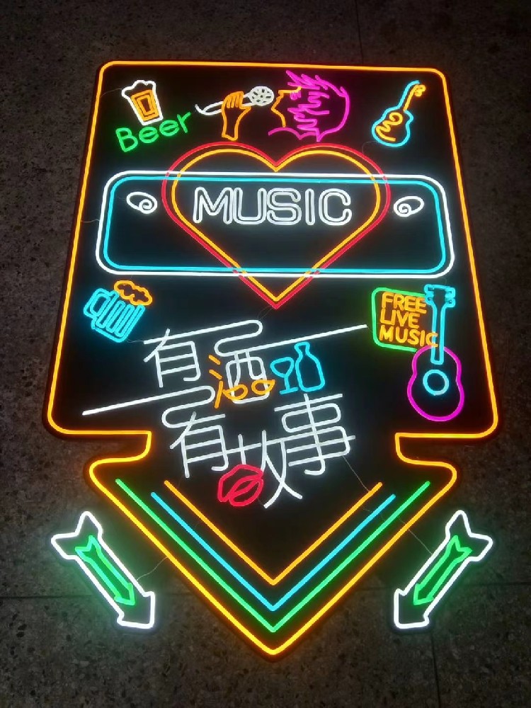 霓虹灯发光字体制作，led灯创意造型广告牌